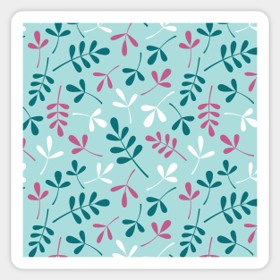 Assorted Leaf Silhouettes Teals Pink White Sticker